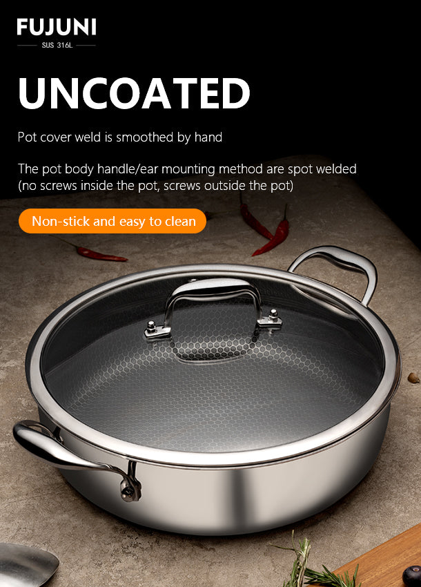 FUJUNI 7 QT Hybrid Non-stick Cooking Pot With Lid