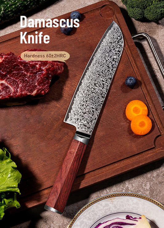 FUJUNI LF Series Damascus Steel 7"Santoku Knife