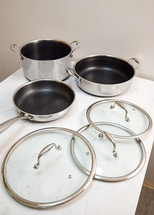 FUJUNI  6-Piece Hybrid Non-stick Cookware Set With Lids